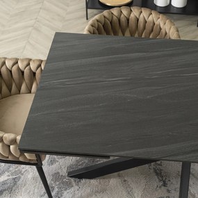 Kihúzható kerámia étkezőasztal 160–240 cm méretben, fekete színben BRUNO