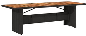 9 darabos kerti étkezőszett fekete poly rattan akáciából