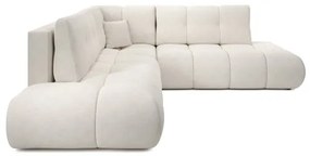 ALMADA balos L-alakú, kárpitozott, kihúzható sarokkanapé tárolóval, bézs