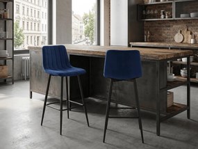 Kék POZZA VELVET bárszék fekete lábakkal