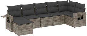 vidaXL 7 részes szürke polyrattan kerti ülőgarnitúra párnákkal
