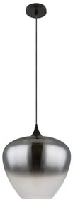 Globo 15548H2 Függeszték fém fekete matt, füstszínű/átlátszó színátmenetes üveg búra, fekete textil kábel, ø: 400mm, M: 1200mm, 1x E27 60W 230V izzó nélkül