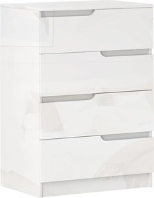 HOMCOM Modern és Minimalista 4-Fiókos Komód, Forgácslap Komód, 60x40x85 cm, Fényes Fehér | Aosom