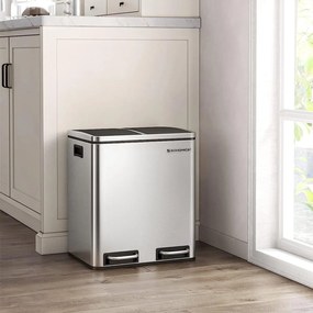 Szelektív szemeteskuka 2x15L, ezüst