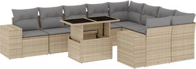 vidaXL 10 részes bézs polyrattan kerti ülőgarnitúra párnával