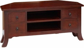 vidaXL TV szekrény fiókkal Barna 100 x 40,5 x 46 cm Tömör Mahagóni Fa