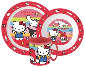 Hello Kitty And Friends étkészlet, micro műanyag szett bögrével 390 ml
