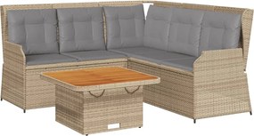 vidaXL 4 részes bézs polyrattan kerti ülőgarnitúra párnákkal