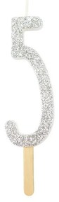 PME glitter gyertya, ezüst, 5