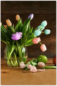Poszterek 60x90 Csokor Színes tulipánok
