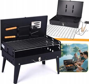 Összecsukható Faszenes Grill Túra Kerti Hordozható Bőrönd Fogantyúval