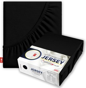 Jersey lepedő 200x200 gumis vastag pamut Prémium oldal 30 cm Fekete