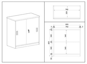 SimpleOffice alacsony szekrény 80 x 40 x 80 cm, nyír