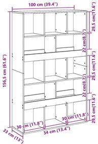 fekete szerelt fa térelválasztó 100 x 33 x 156,5 cm
