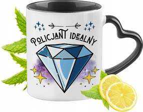 Fekete bögre szív alakú füllel Rendőrnek Ajándék