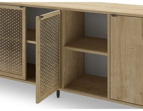 Natúr színű alacsony komód tölgyfa dekorral 200x80 cm Inca – Marckeric