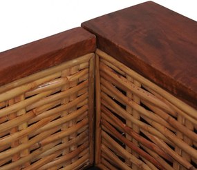 3 személyes barna természetes rattan kanapé párnával