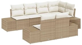 vidaXL Kerti Kanapé Szett párnával 7 pcs Beige és krém polirattan