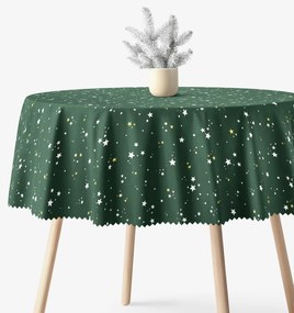 Goldea karácsonyi kör alakú teflonos terítő - csillagok zöld alapon Ø 100 cm