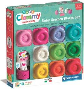Színes Clemmy Unicorn puha építőkocka szett 10 db-os figurával Clementoni