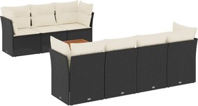 vidaXL 8 részes fekete polyrattan kerti ülőgarnitúra párnákkal