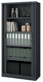 Fém szekrény harmonika ajtókkal DAMIAN, 900 x 1850 x 450 mm, antracit