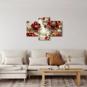 Kép - 3D piros-arany virágok (90x60 cm)