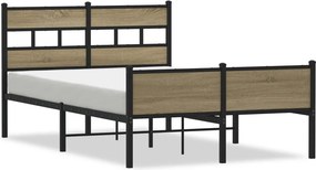 vidaXL sonoma tölgy színű szerelt fa ágykeret matrac nélkül 120x190 cm