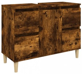 füstös tölgy színű szerelt fa mosdószekrény 80 x 33 x 60 cm