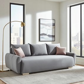 Szürke Összecsukható Kanapé Alvás Funkcióval Kód Tároló Rugós Kanapé Velúr