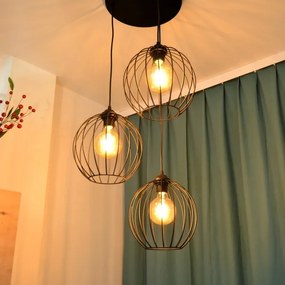 LED Csillár zsinóron MERCURE 3xE27/15W/230V ø 50 cm fekete