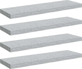 vidaXL 4 db betonszürke MDF lebegő fali polc 80 x 23,5 x 3,8 cm