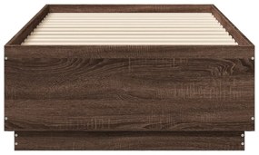 barna tölgyszínű szerelt fa ágykeret LED-del 75 x 190 cm