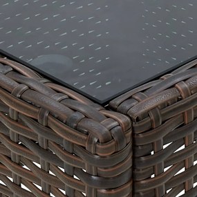 barna polyrattan kerti asztal 40 x 40 x 45 cm