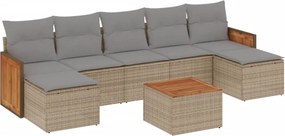vidaXL 8 részes bézs polyrattan kerti ülőgarnitúra párnával