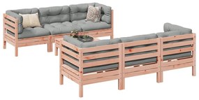 7 részes tömör duglászfenyő kerti társalgószett párnával