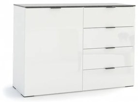 Stone 4 fiókos, 1 ajtós komód fehér 120cm