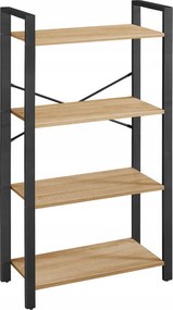 Könyvespolc, dekoráció, 4 szint 66x30x120cm sonoma