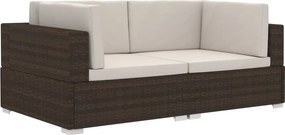 vidaXL 2 db barna moduláris polyrattan sarokfotel párnákkal