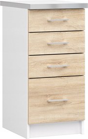 Konyhaszekrény Lima S 40cm fehér-sonoma 4fiókos Akd