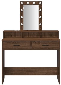 LED-es sminktükör Barna tölgy 100x41x140 cm