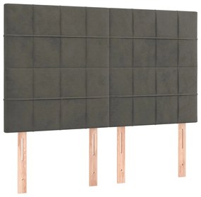 sötétszürke bársony LED-es fejtámla 144x5x118/128 cm