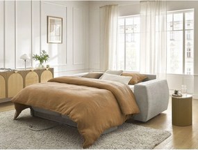 Bézs zsenília kanapé mindennapos alvásra-kinyitható 220 cm Hugo – Bobochic Paris