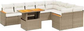 vidaXL 10 részes bézs polyrattan kerti ülőgarnitúra párnával