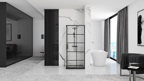 Rea Concept, zuhanykabin 90x90x190 cm, fekete profil + fehér Savoy zuhanytálca, KPL-K1001