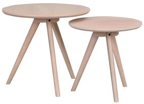 Tölgyfa kerek tárolóasztal szett 2 db-os ø 50 cm Yumi – Rowico