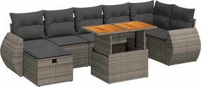 vidaXL 5 részes szürke polyrattan akácfa kerti ülőgarnitúra párnákkal