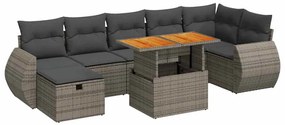vidaXL 5 részes szürke polyrattan akácfa kerti ülőgarnitúra párnákkal