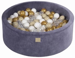 Szürkéskék bársony labdamedence ø 90x30 cm Montessori – Meowbaby