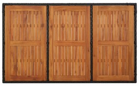 fekete polyrattan falapos kerti asztal 150 x 90 x 75 cm